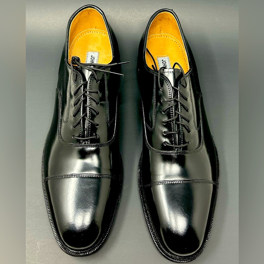 Johnston & Murphy Men's Melton Cap Toe Black Calfskin 10.5